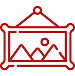 Approve Artwork Proof Icon Red framed artwork icon symbolising image or artwork proof approval