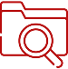 Browse and Select Gifts Icon Red folder icon with magnifying glass symbol representing browse and select gifts