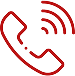 Contact Customisation Options Icon Red phone handset icon with signal waves indicating contact or call option